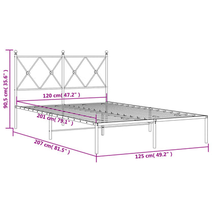 Metal Bed Frame without Mattress with Headboard Black 120x200cm