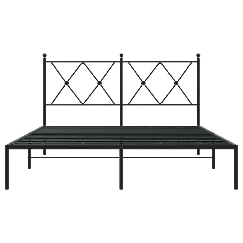 Metal Bed Frame without Mattress with Headboard Black 140x190cm