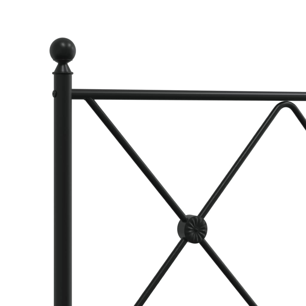 Metal Bed Frame without Mattress with Footboard Black 75x190cm