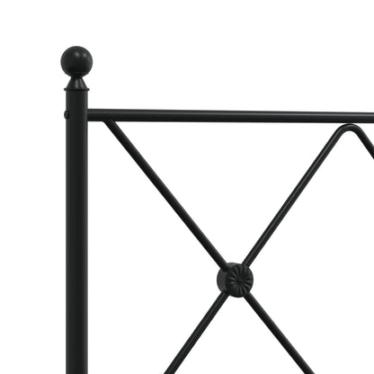 Metal Bed Frame without Mattress with Footboard Black 75x190cm