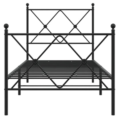Metal Bed Frame without Mattress with Footboard Black 80x200cm