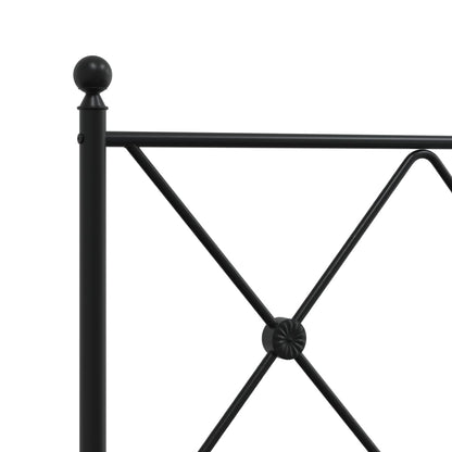 Metal Bed Frame without Mattress with Footboard Black 80x200cm