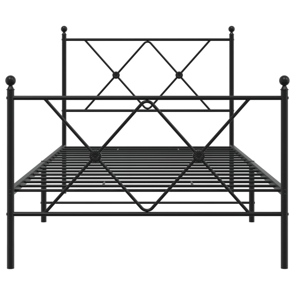 Metal Bed Frame without Mattress with Footboard Black 90x200cm