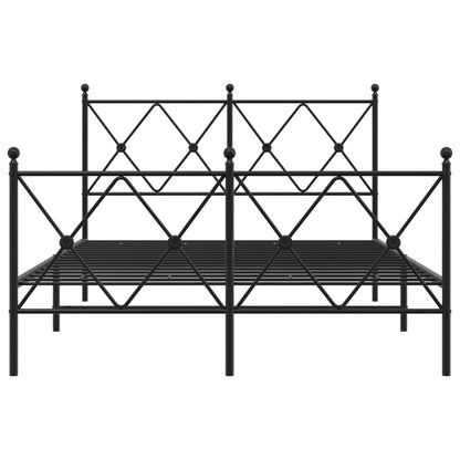 Metal Bed Frame without Mattress with Footboard Black 120x190cm