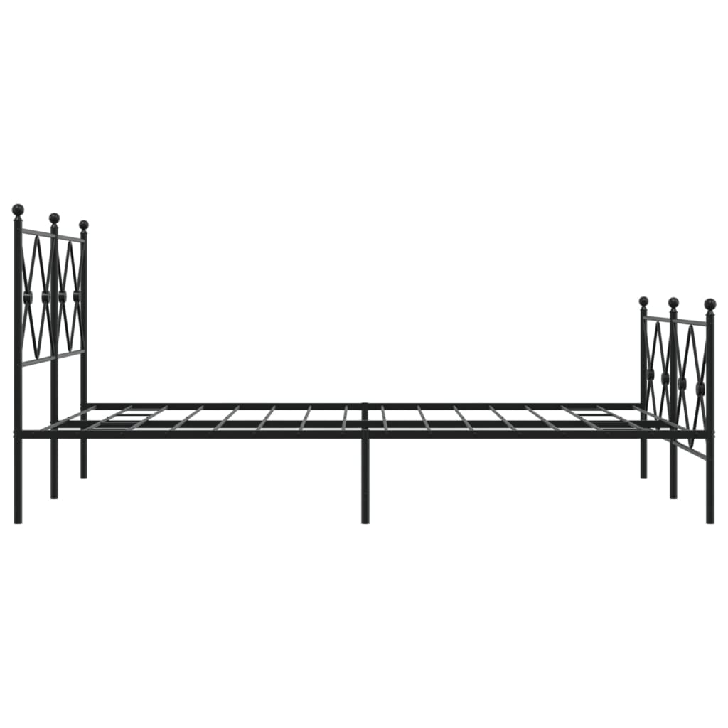 Metal Bed Frame without Mattress with Footboard Black 120x190cm