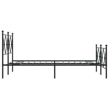 Metal Bed Frame without Mattress with Footboard Black 120x190cm