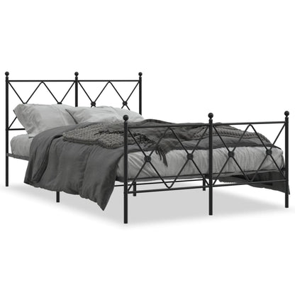 Metal Bed Frame without Mattress with Footboard Black 120x190cm