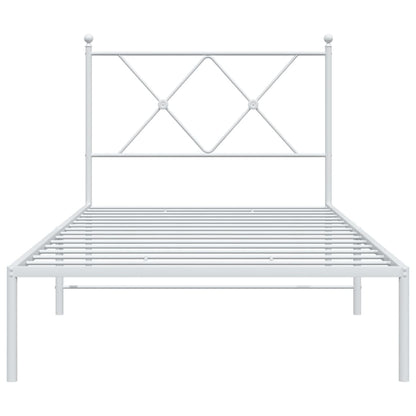 Metal Bed Frame without Mattress with Headboard White 90x190cm
