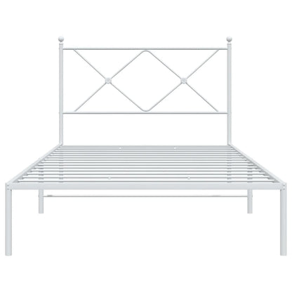 Metal Bed Frame without Mattress with Headboard White 100x200cm