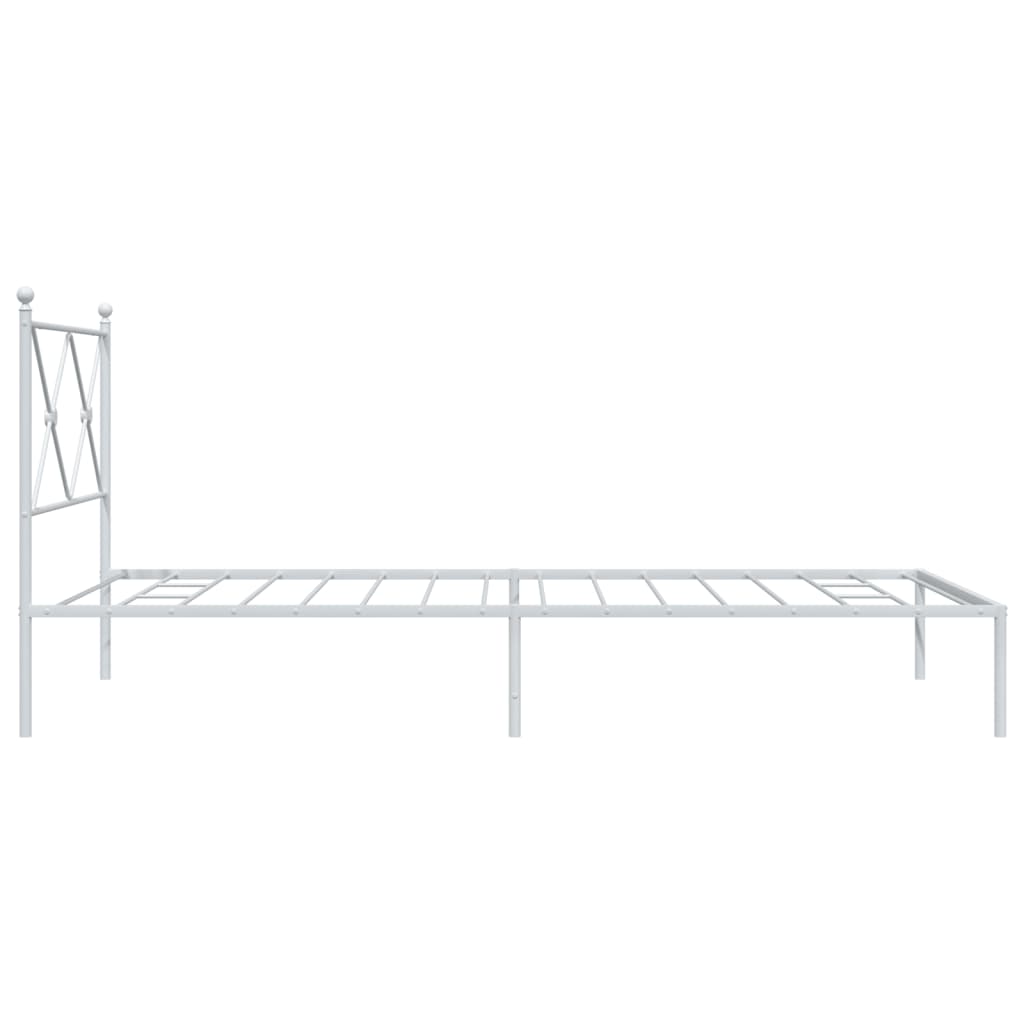 Metal Bed Frame without Mattress with Headboard White 100x200cm