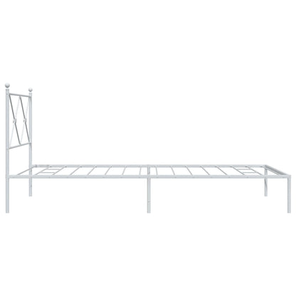 Metal Bed Frame without Mattress with Headboard White 100x200cm
