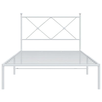 Metal Bed Frame without Mattress with Headboard White 107x203cm
