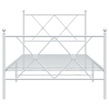Metal Bed Frame without Mattress with Footboard White 90x200cm