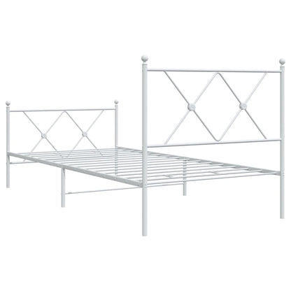 Metal Bed Frame without Mattress with Footboard White 90x200cm
