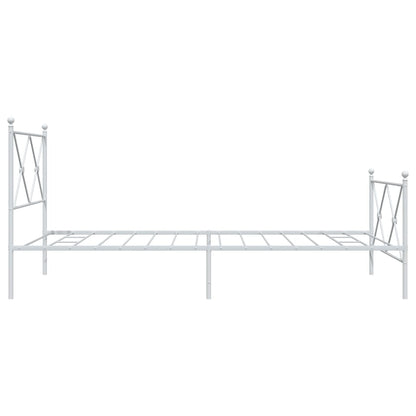 Metal Bed Frame without Mattress with Footboard White 100x190cm