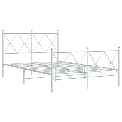 Metal Bed Frame without Mattress with Footboard White 120x200cm