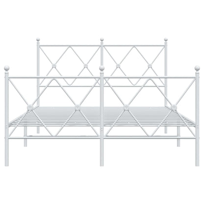 Metal Bed Frame without Mattress with Footboard White 120x200cm