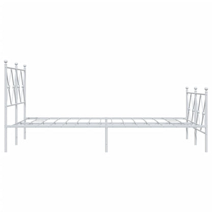 Metal Bed Frame without Mattress with Footboard White 120x200cm
