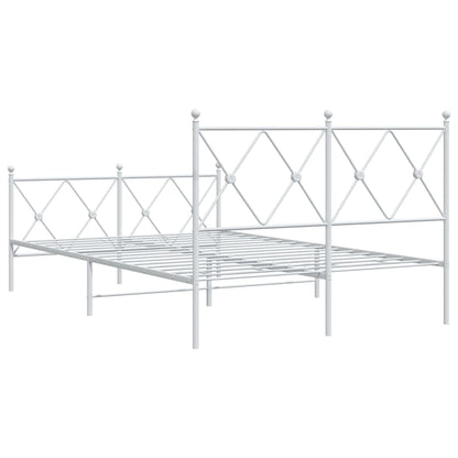 Metal Bed Frame without Mattress with Footboard White 120x200cm