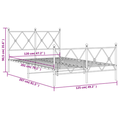 Metal Bed Frame without Mattress with Footboard White 120x200cm