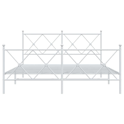 Metal Bed Frame without Mattress with Footboard White 160x200cm