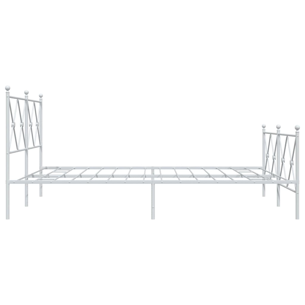 Metal Bed Frame without Mattress with Footboard White 160x200cm