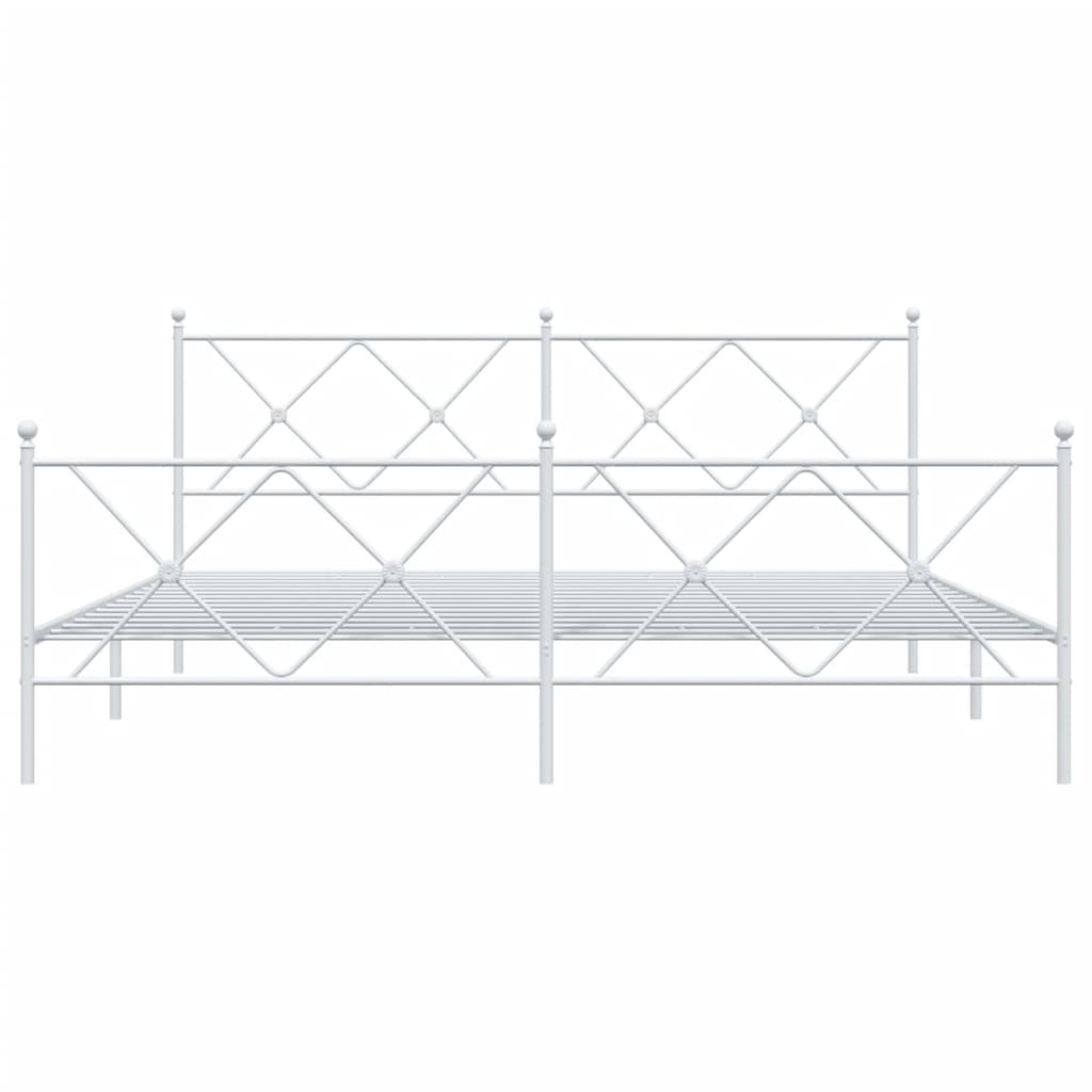 Metal Bed Frame without Mattress with Footboard White 183x213cm