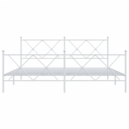 Metal Bed Frame without Mattress with Footboard White 183x213cm