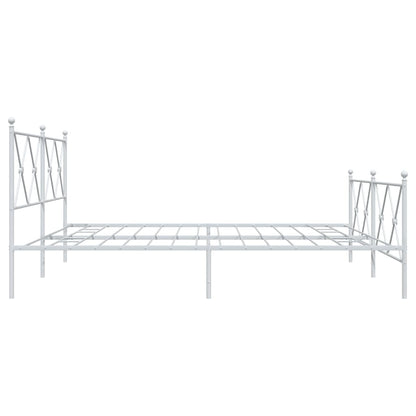 Metal Bed Frame without Mattress with Footboard White 183x213cm