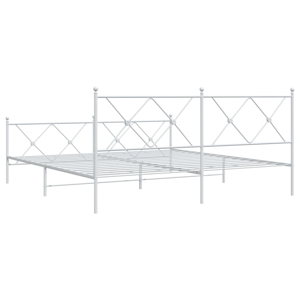 Metal Bed Frame without Mattress with Footboard White 183x213cm