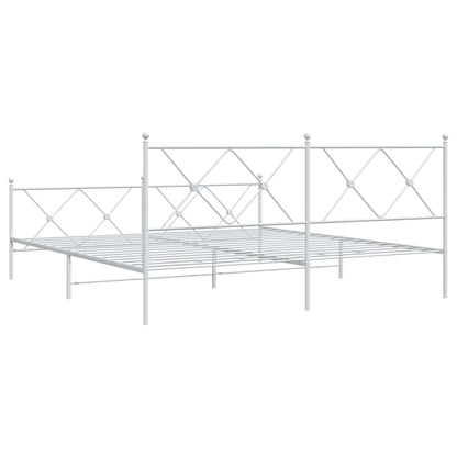 Metal Bed Frame without Mattress with Footboard White 183x213cm