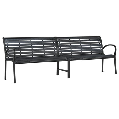 Twin Garden Bench Black 231 cm Steel and WPC