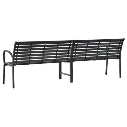 Twin Garden Bench Black 231 cm Steel and WPC