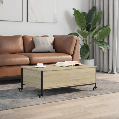 Coffee Table with Wheels Sonoma Oak 91x55x34 cm Engineered Wood