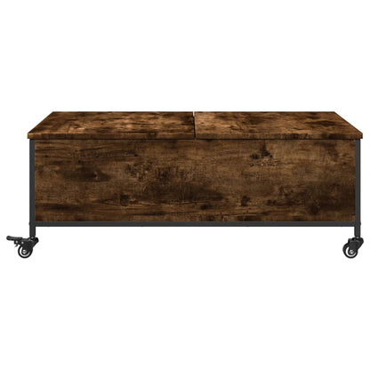 Coffee Table with Wheels Smoked Oak 91x55x34 cm Engineered Wood