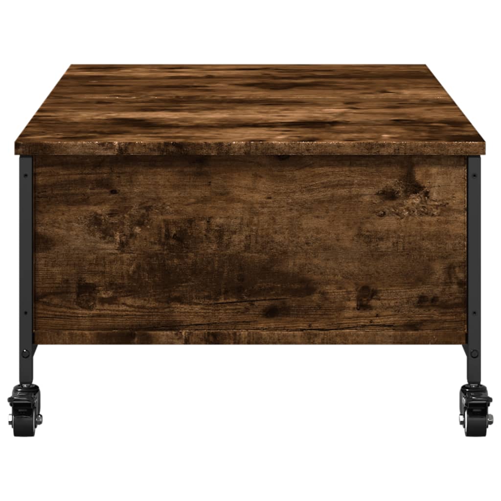 Coffee Table with Wheels Smoked Oak 91x55x34 cm Engineered Wood