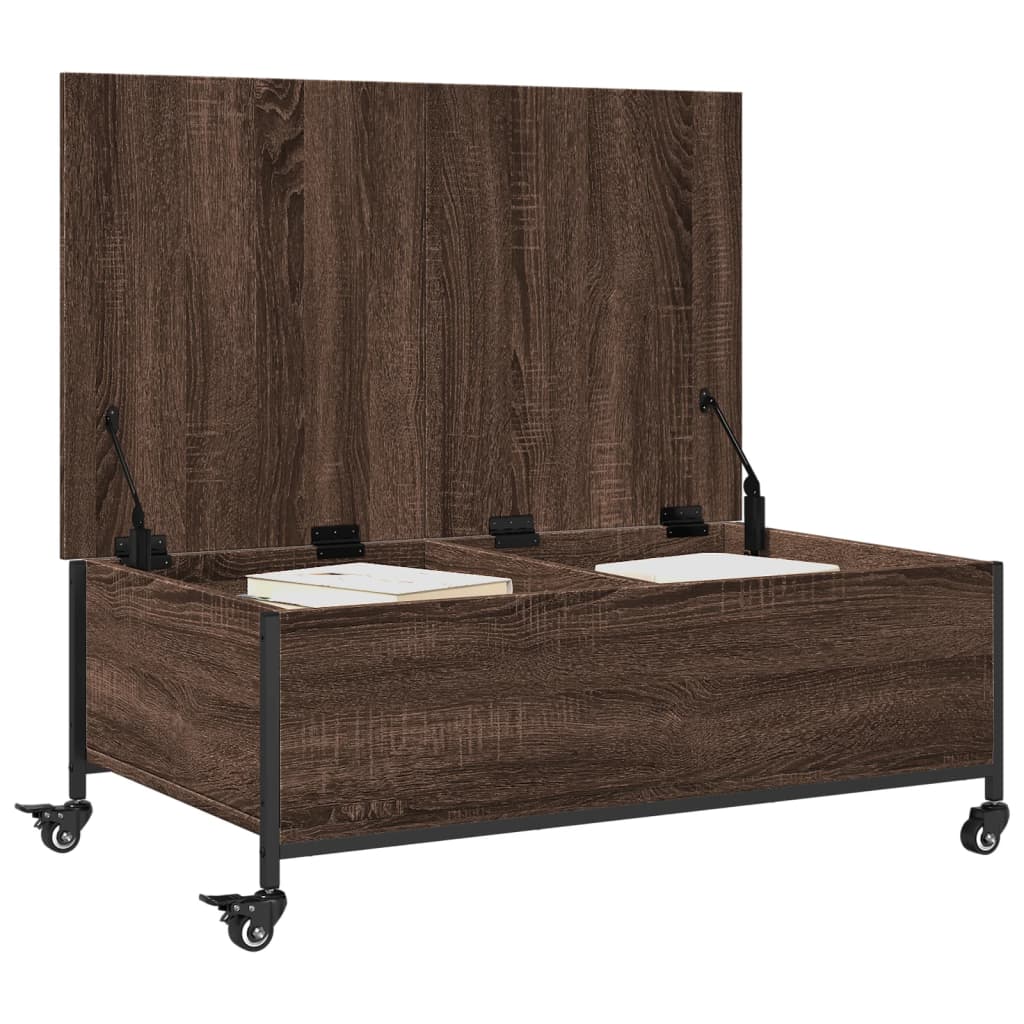 Coffee Table with Wheels Brown Oak 91x55x34 cm Engineered Wood