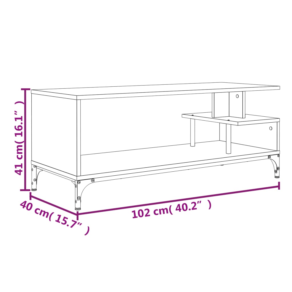 TV Cabinet Black 102x40x41 cm Engineered Wood and Powder-coated Steel