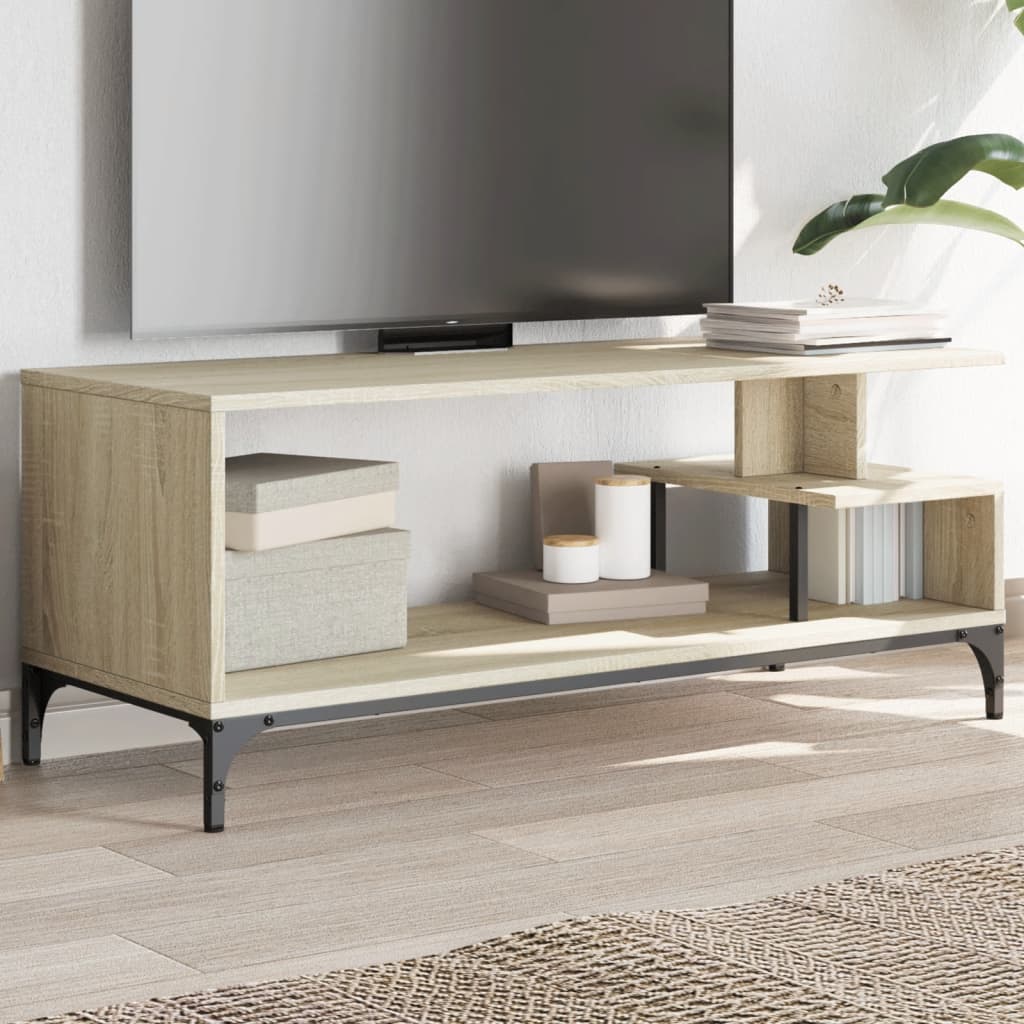 TV Cabinet Sonoma Oak 102x40x41 cm Engineered Wood and Powder-coated Steel