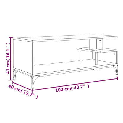 TV Cabinet Smoked Oak 102x40x41 cm Engineered Wood and Powder-coated Steel