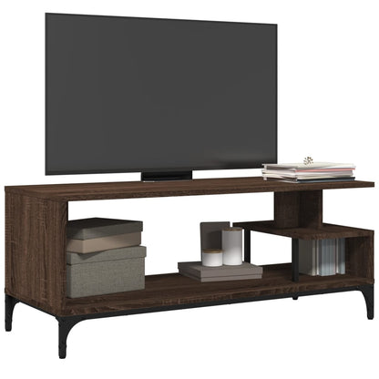 TV Cabinet Brown Oak 102x40x41 cm Engineered Wood and Powder-coated Steel