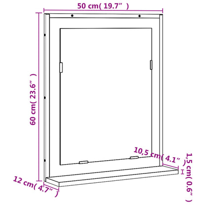 Bathroom Mirror with Shelf Sonoma Oak 50x12x60 cm Engineered Wood