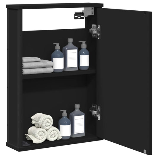 Bathroom Mirror Cabinet Black 42x12x60 cm Engineered Wood