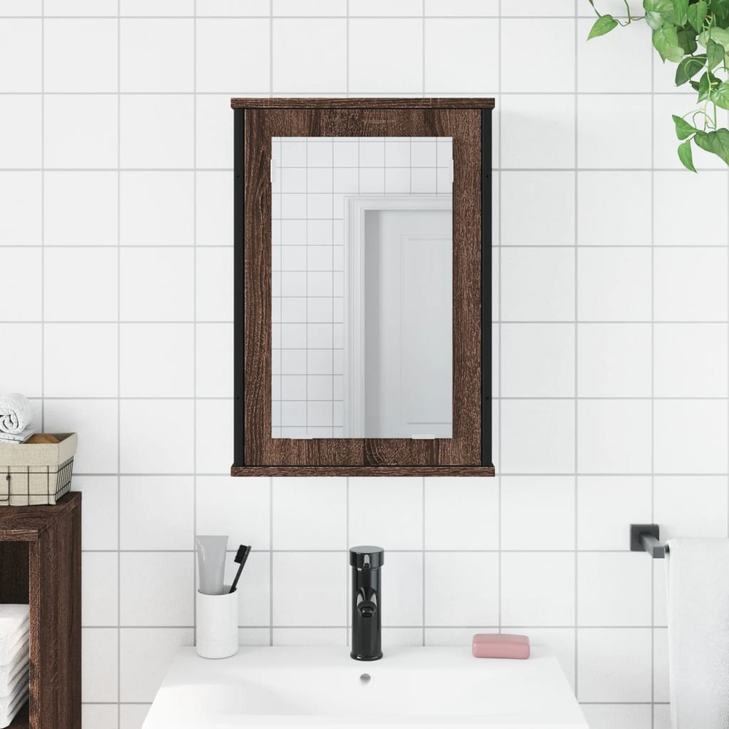 Bathroom Mirror Cabinet Brown Oak 42x12x60 cm Engineered Wood