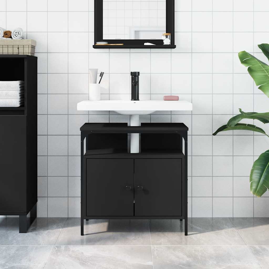 Bathroom Sink Cabinet Black 60x30x60 cm Engineered Wood