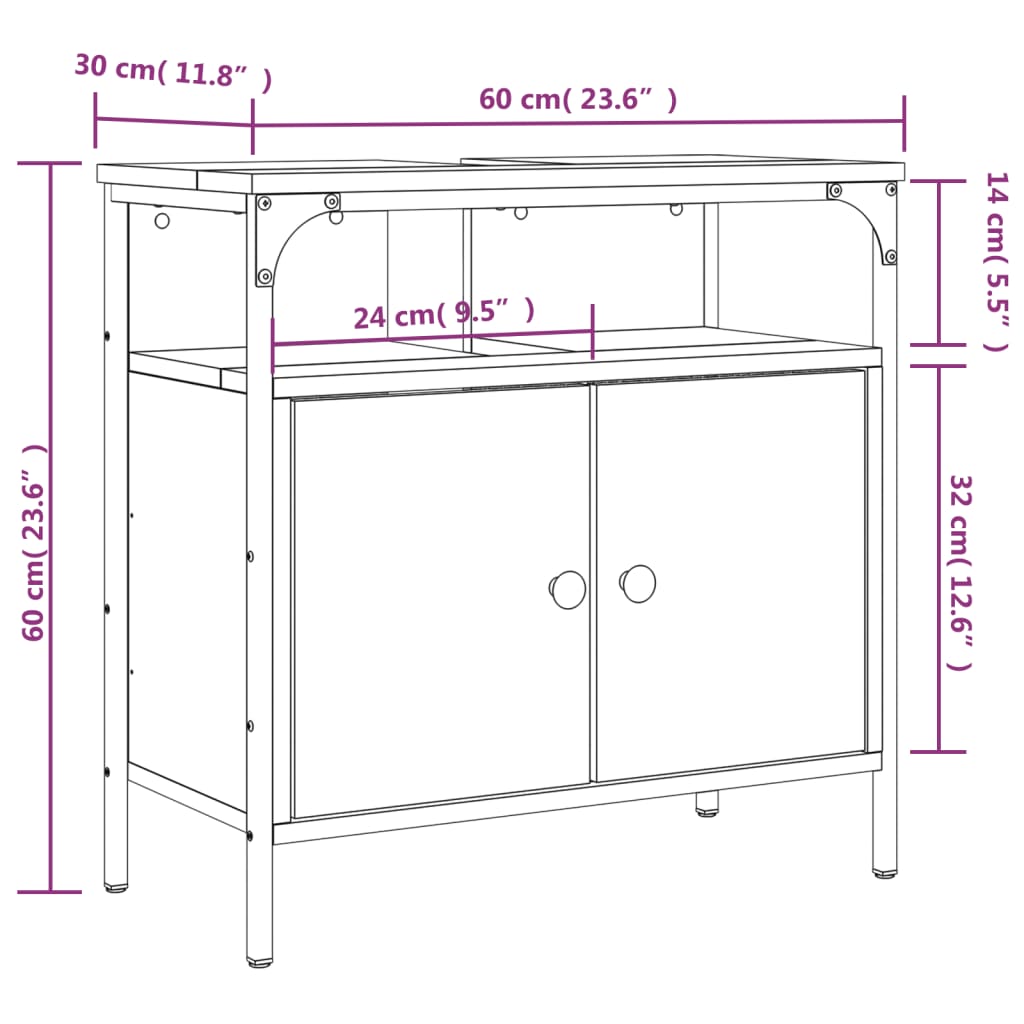 Bathroom Sink Cabinet Sonoma Oak 60x30x60 cm Engineered Wood