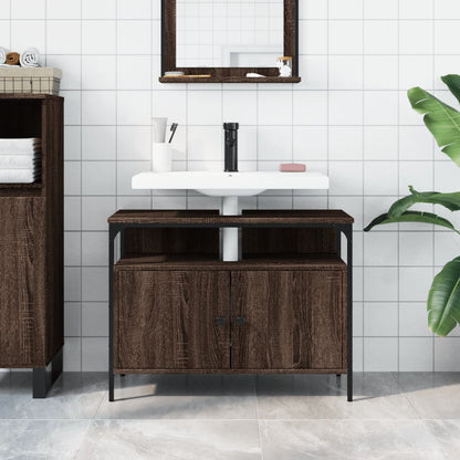 Bathroom Sink Cabinet Brown Oak 80x30x60 cm Engineered Wood