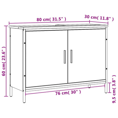 Bathroom Sink Cabinet Grey Sonoma 80x30x60 cm Engineered Wood