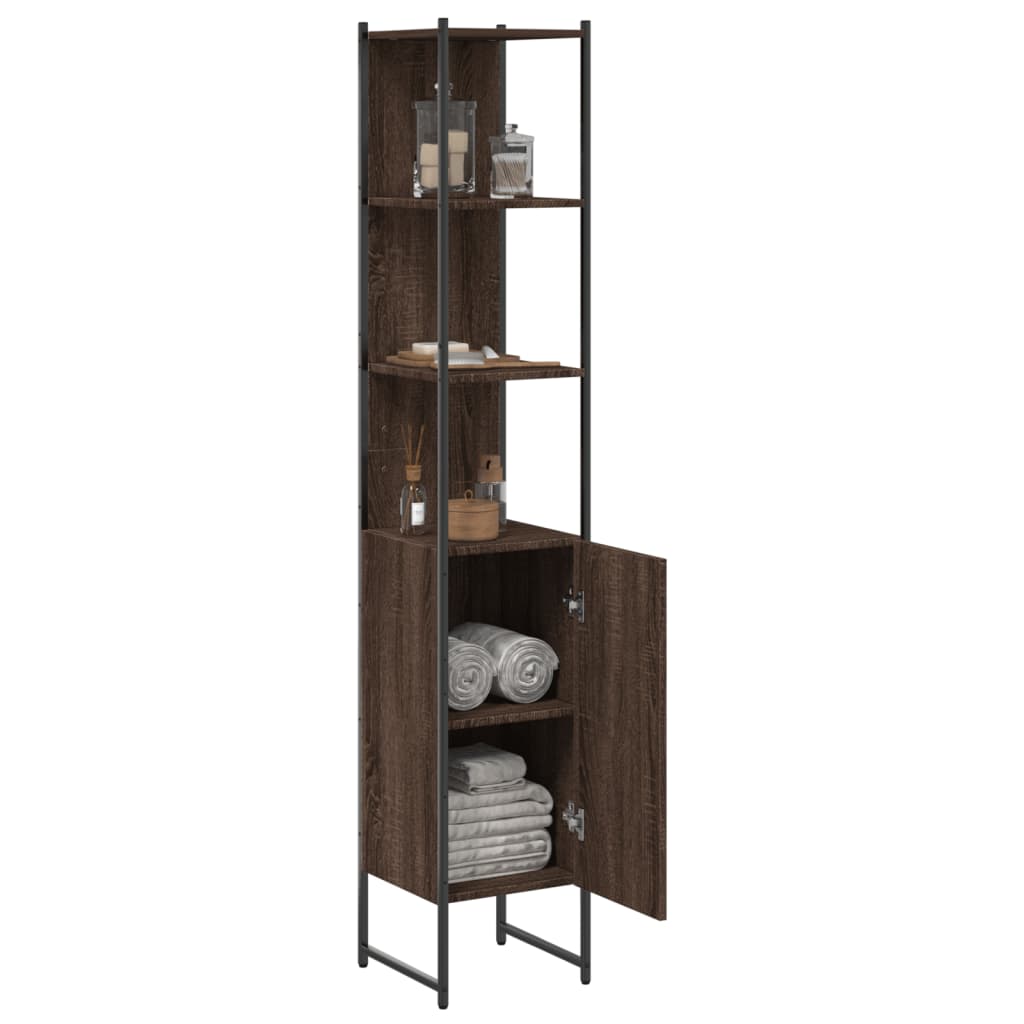 Bathroom Cabinet Brown Oak 33x33x185.5 cm Engineered Wood