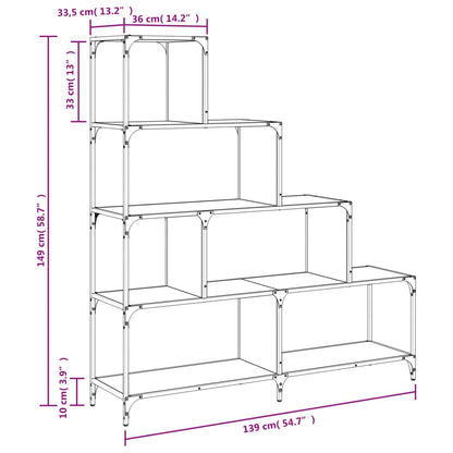 Bookcase 4-Stair Black 139x33.5x149 cm Engineered Wood